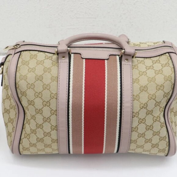 Gucci Web Boston Bag GG Canvas Medium 247205 525040 - Picture 1 of 16